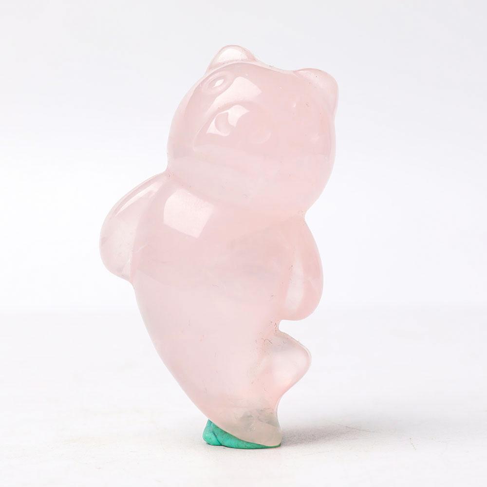 Rose Quartz Bear With Beauty Tail Crystal Carvings Wholesale Crystals USA