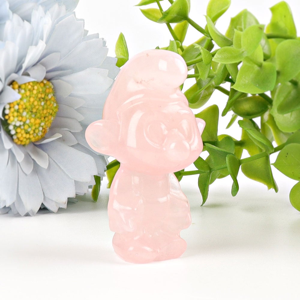 2.3" Rose Quartz Smurfs Crystal Carvings Wholesale Crystals USA