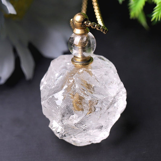 Raw Clear Quartz Perfume Bottle Necklace DIY Wholesale Crystals USA