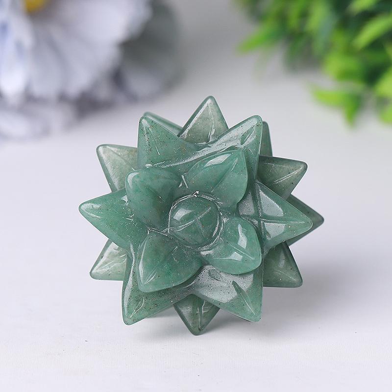 2" Green Aventurine Flower Crystal Carving Wholesale Crystals USA