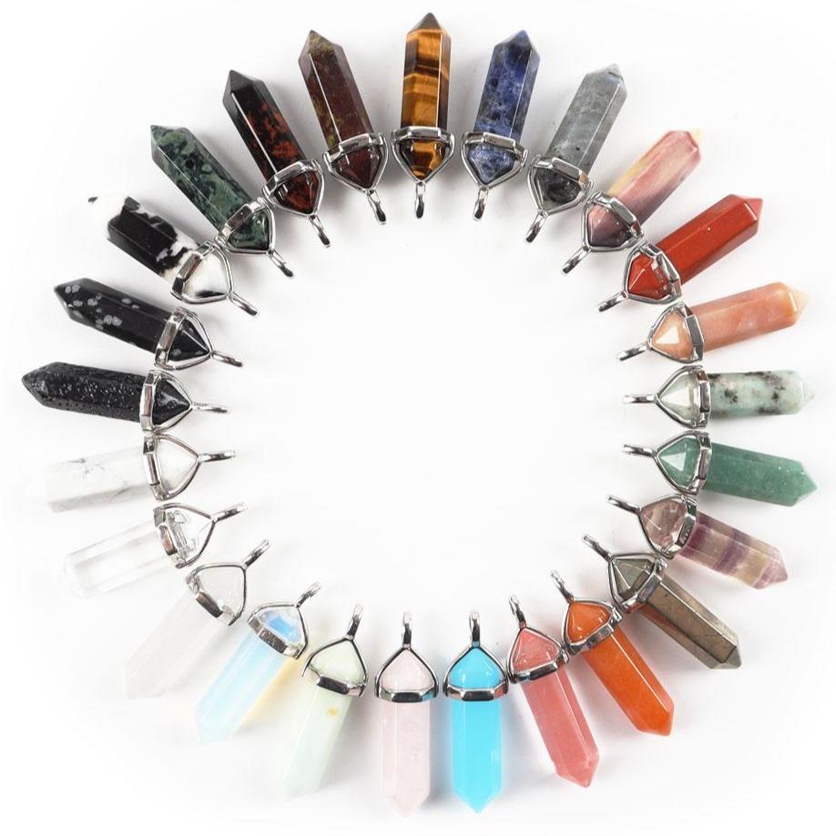 Natural Semi-Precious Gemstone Crystal Healing Hexagonal Point Chakra Pendant Wholesale Crystals USA