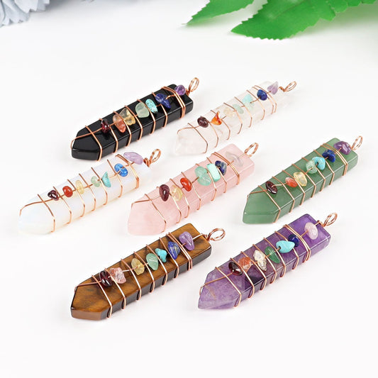 2" Chakra Wire Wrapped Pendant Wholesale Crystals USA