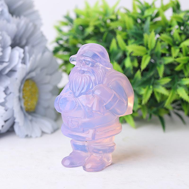 3" Pink Opalite Santa Claus Crystal Carvings for Christmas Wholesale Crystals USA