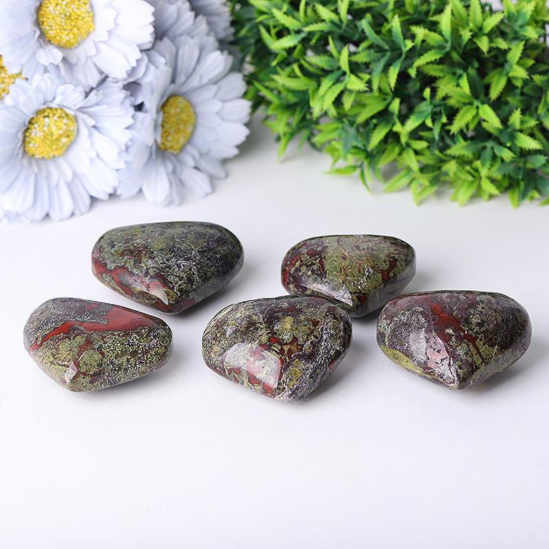 2.0-2.5"Dragon Blood Stone Heart Shape Crystal Carvings Wholesale Crystals USA
