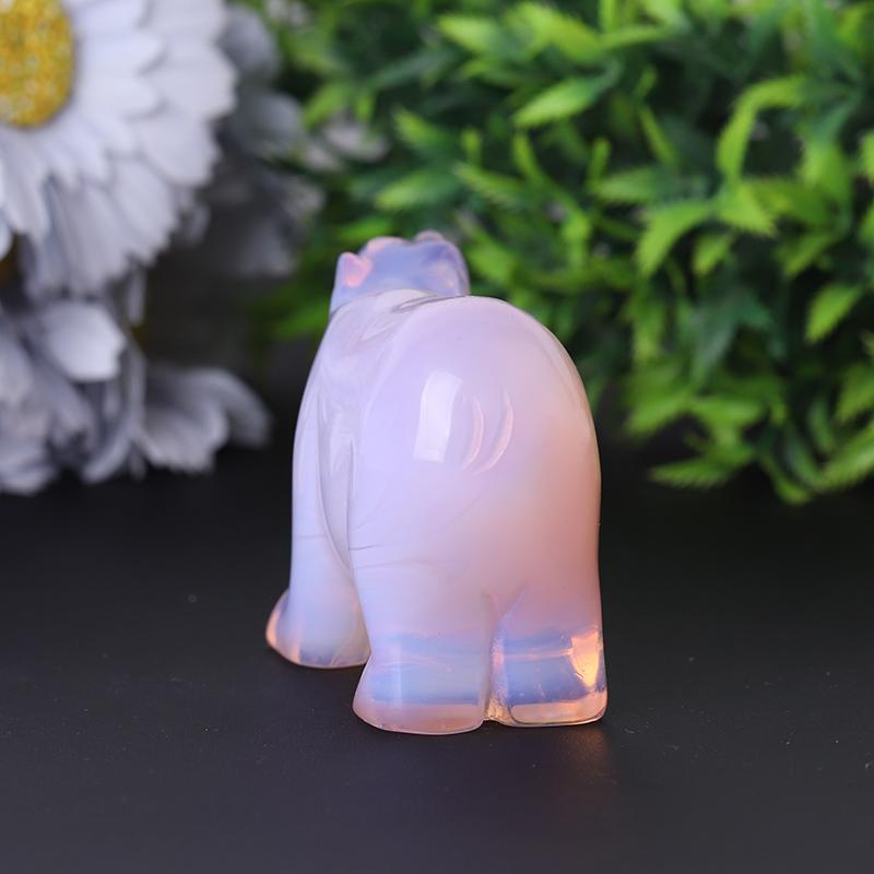 3" Pink Opal Bear Carving for Collection Crystal Gift Wholesale Crystals USA