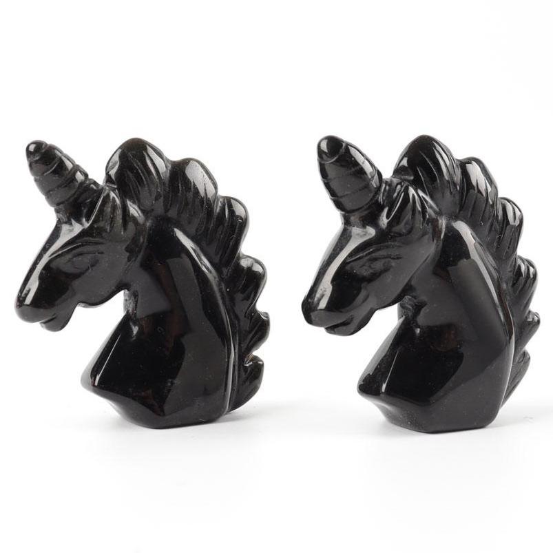 2" Black Obsidian Crystal Carving Unicorn Wholesale Crystals USA