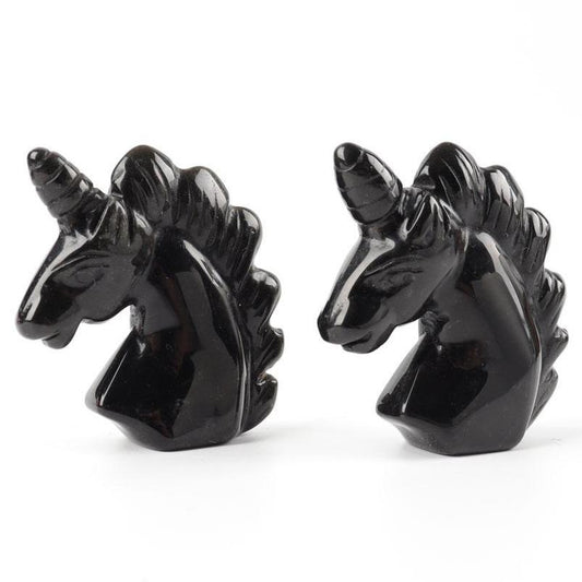 2" Black Obsidian Crystal Carving Unicorn Wholesale Crystals USA