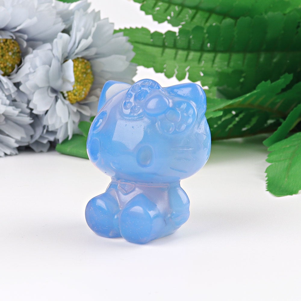 1.9" Blue Opalite Hello Kitty Cat  Crystal Carving Wholesale Crystals USA
