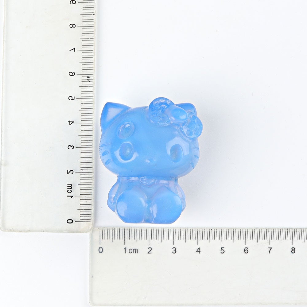 1.9" Blue Opalite Hello Kitty Cat  Crystal Carving Wholesale Crystals USA