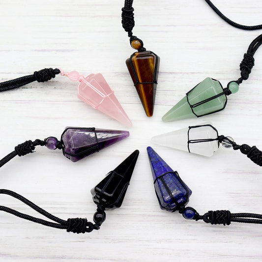 Arrow Shaped Obsidian Quartz Crystal Stone Necklace Wholesale Crystals USA