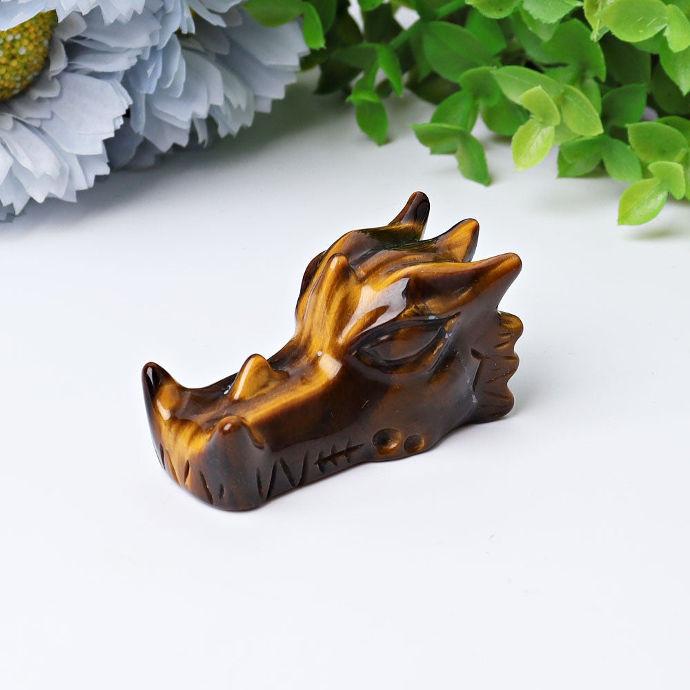 2" Tiger's Eye Dragon Head Crystal Carvings Wholesale Crystals USA
