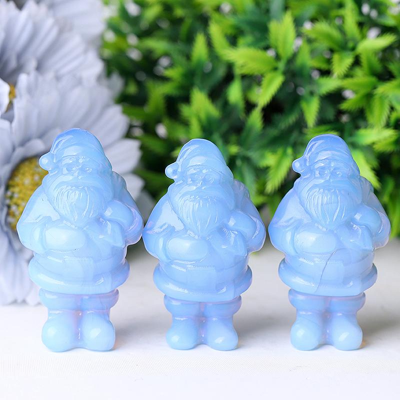 2" Blue Opalite Santa Claus Crystal Carvings for Christmas Wholesale Crystals USA