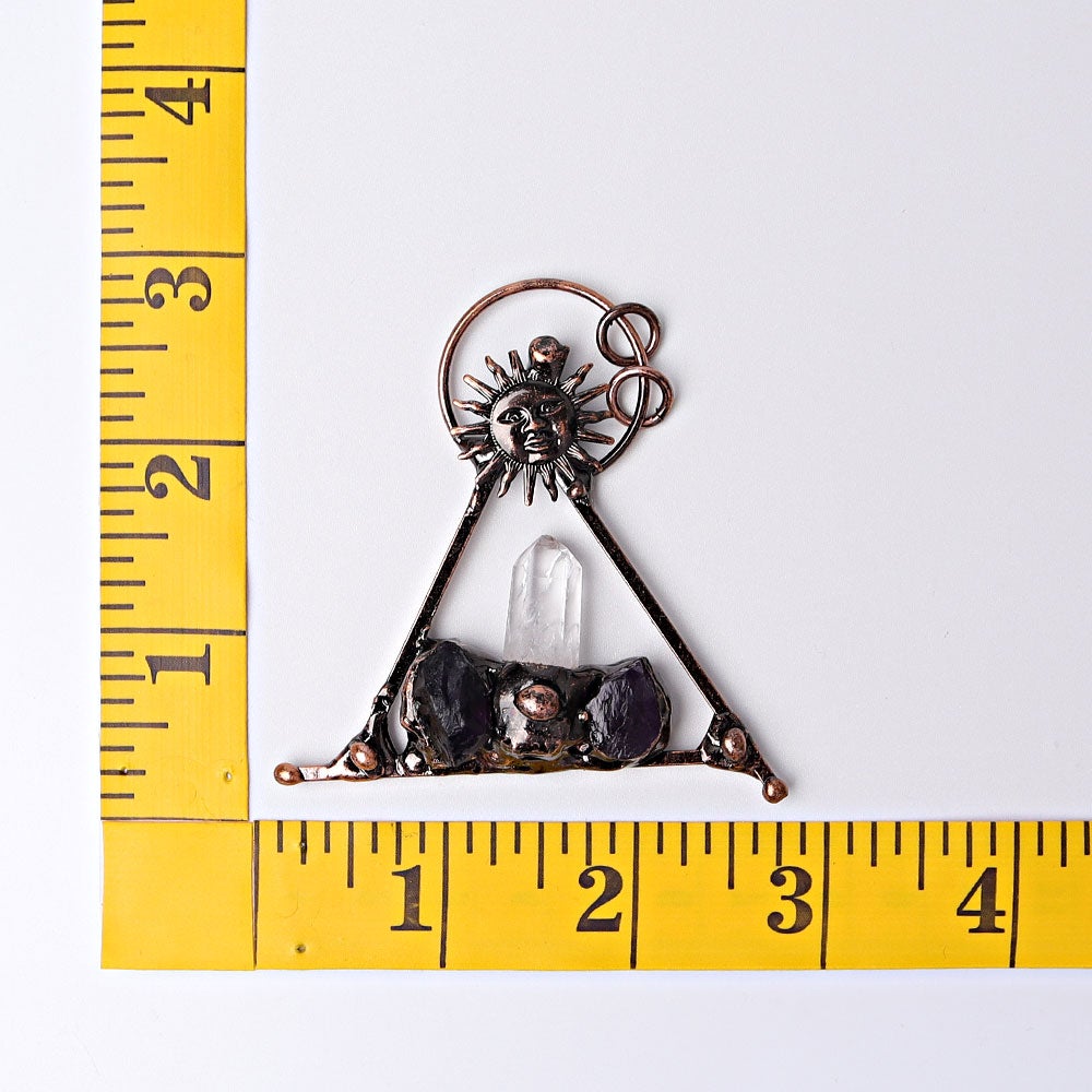 2.8" Clear Quartz Amethyst Sun Vintage Pendant Wholesale Crystals USA