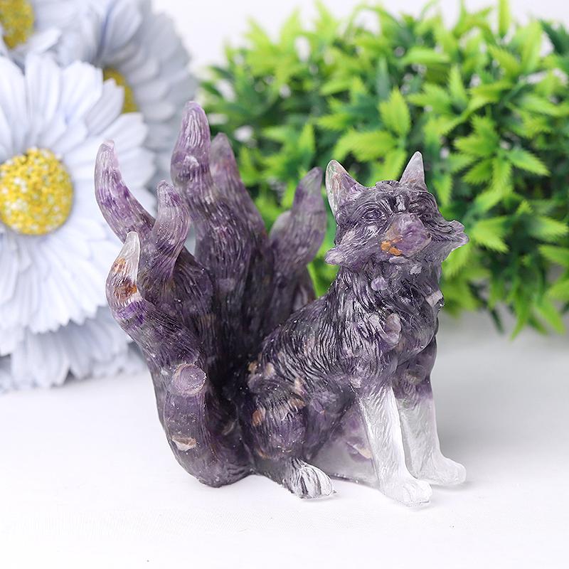 4" Nine-tail Fox Crystal Resin Carvings Wholesale Crystals USA