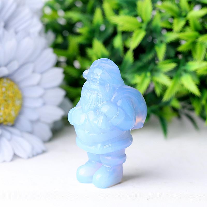 2" Blue Opalite Santa Claus Crystal Carvings for Christmas Wholesale Crystals USA