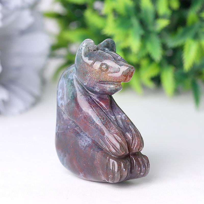 2" Moss Agate Bear Crystal Carving Wholesale Crystals USA