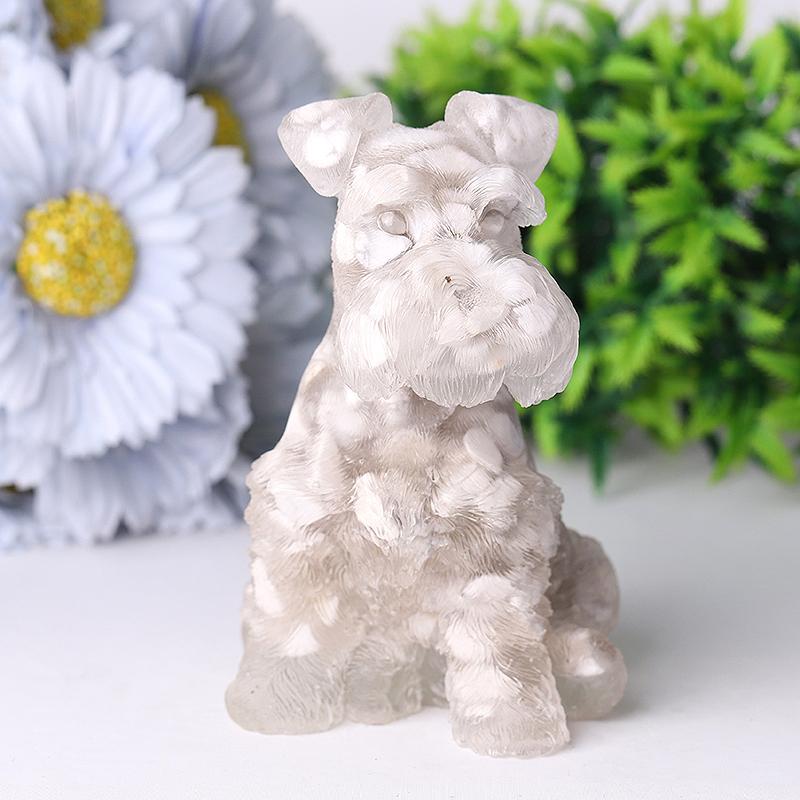 4.2" Crystal Chips Resin Schnauzer Carving for Decoration Wholesale Crystals USA