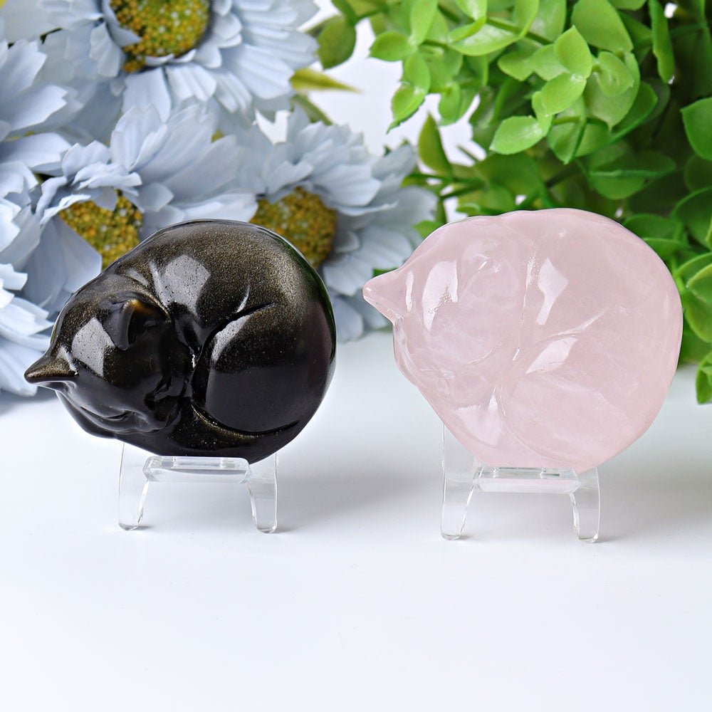 2.3" Sleeping Cat Crystal Carvings Wholesale Crystals USA