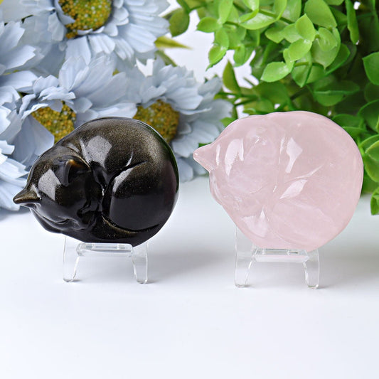 2.3" Sleeping Cat Crystal Carvings Wholesale Crystals USA