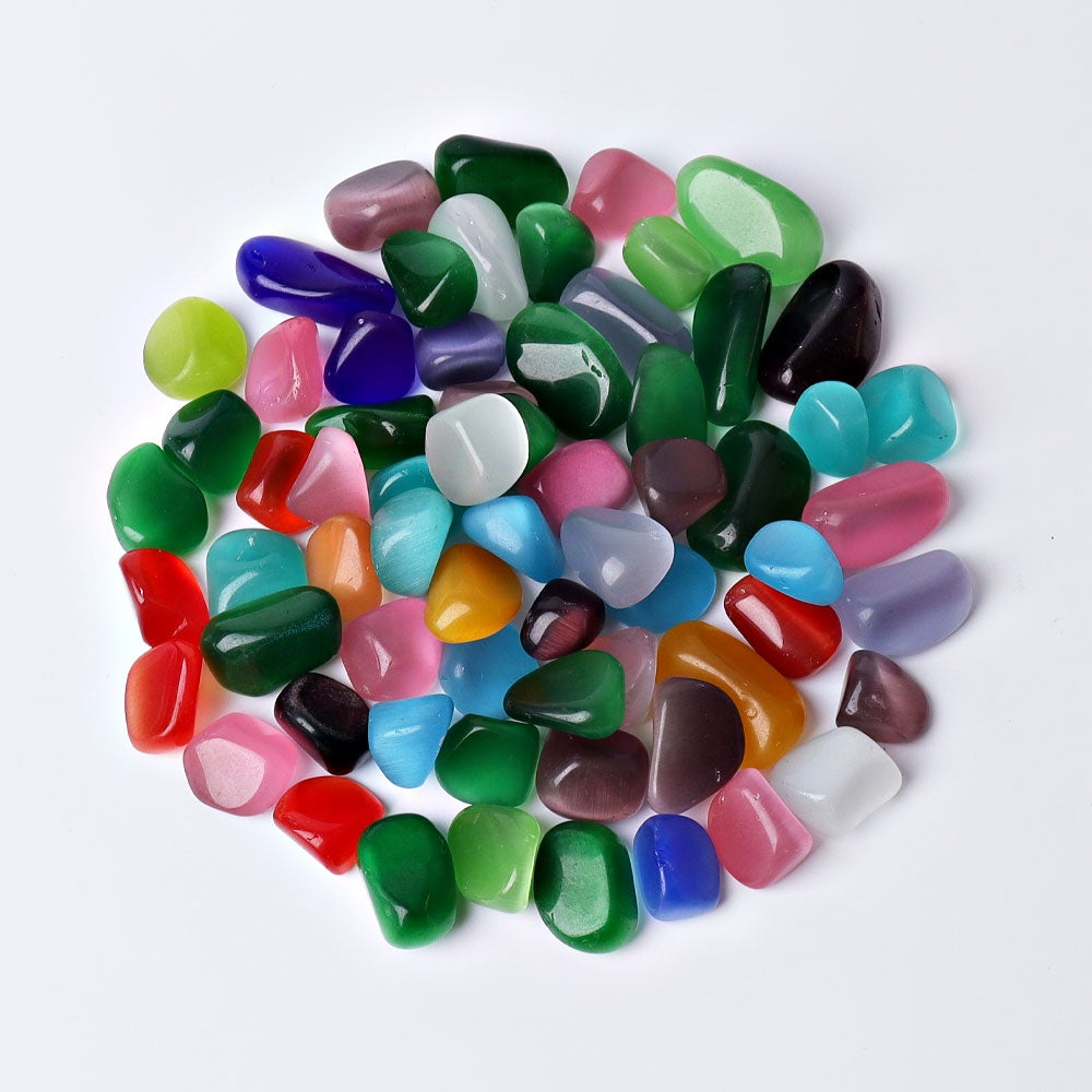 0.1kg Mixed Colorful Cat's Eye Crystal Tumbles Wholesale Crystals USA