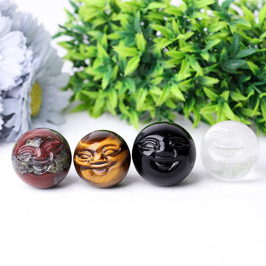 1.35" Smile Face Crystal Carvings Wholesale Crystals USA