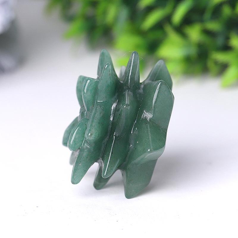 2" Green Aventurine Flower Crystal Carving Wholesale Crystals USA