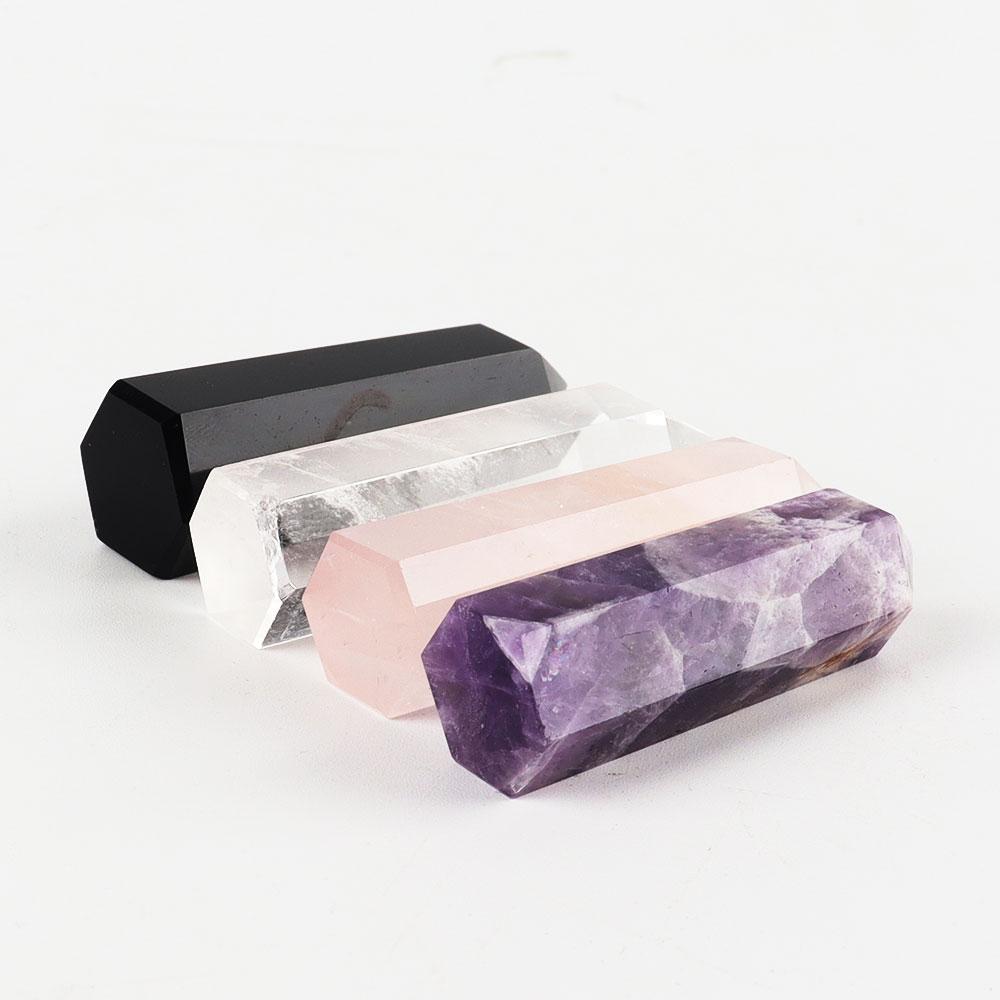 4pcs Amethyst Rose Quartz Rock Quartz Black Obsidian Natural Crystal Points Wands for Healing Wholesale Crystals USA