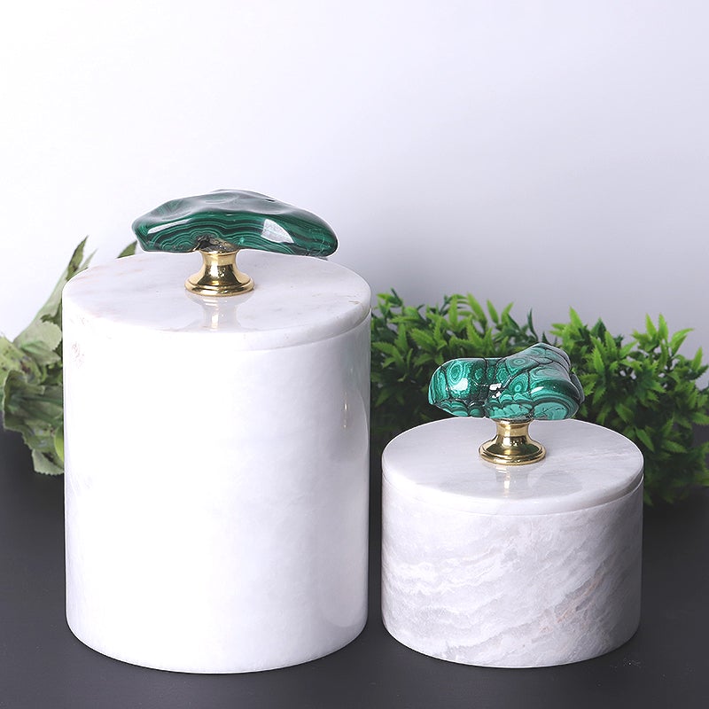 Unique Marble Jar with Cover Malachite Decor