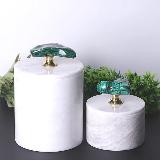 Unique Marble Jar with Cover Malachite Decor