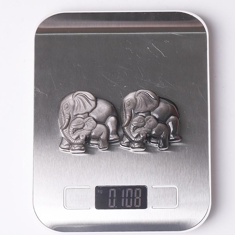 2" Silver Obsidian Elephant Crystal Carvings Wholesale Crystals USA