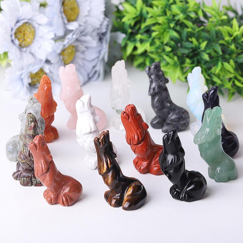 2.5" Wolf Crystal Carvings Wholesale Crystals USA