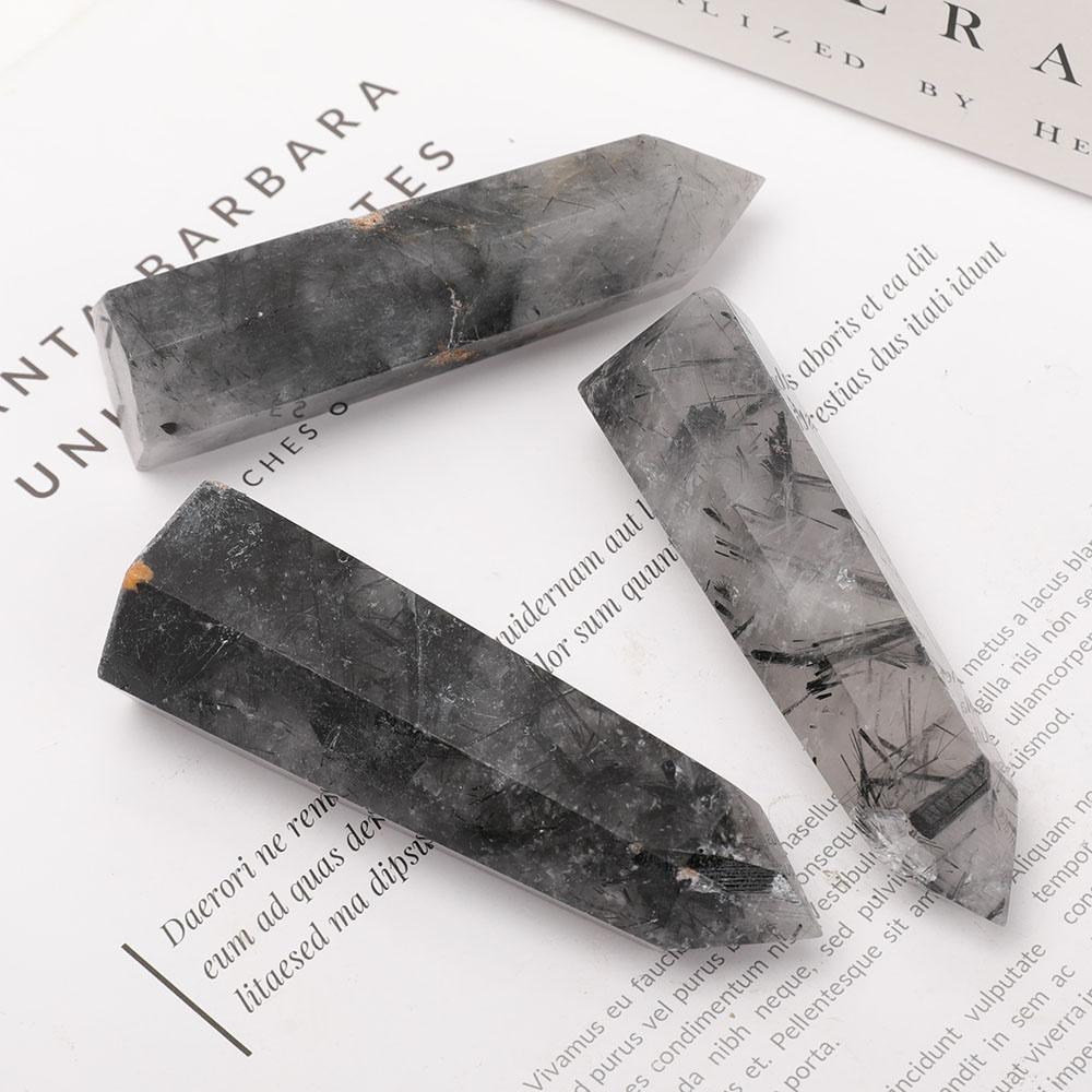 Set of 3 Black Tourmaline Crystal Points Wholesale Crystals USA