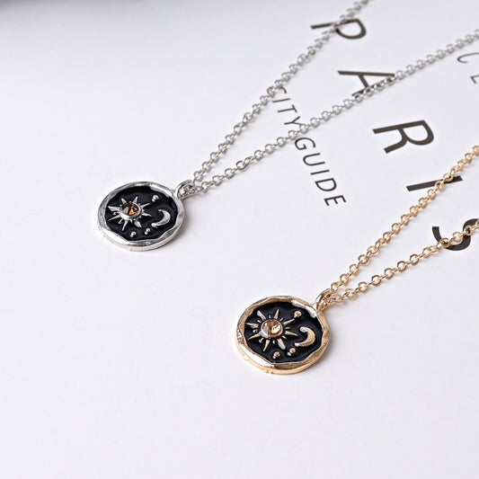 Sun Moon with Citrine Decor Crystal Necklace Wholesale Crystals USA