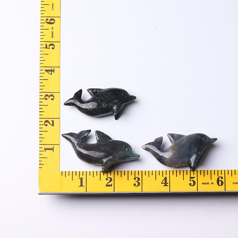 2.5" Moss Agate Dolphin Crystal Carvings Wholesale Crystals USA