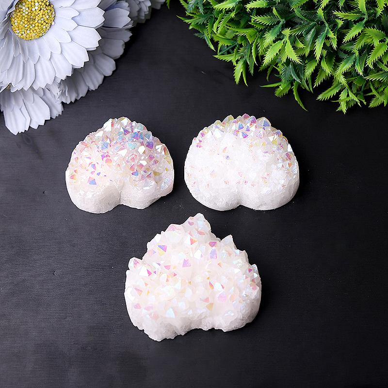 2" Aura Cluster Heart Shape Crystal Carvings Wholesale Crystals USA
