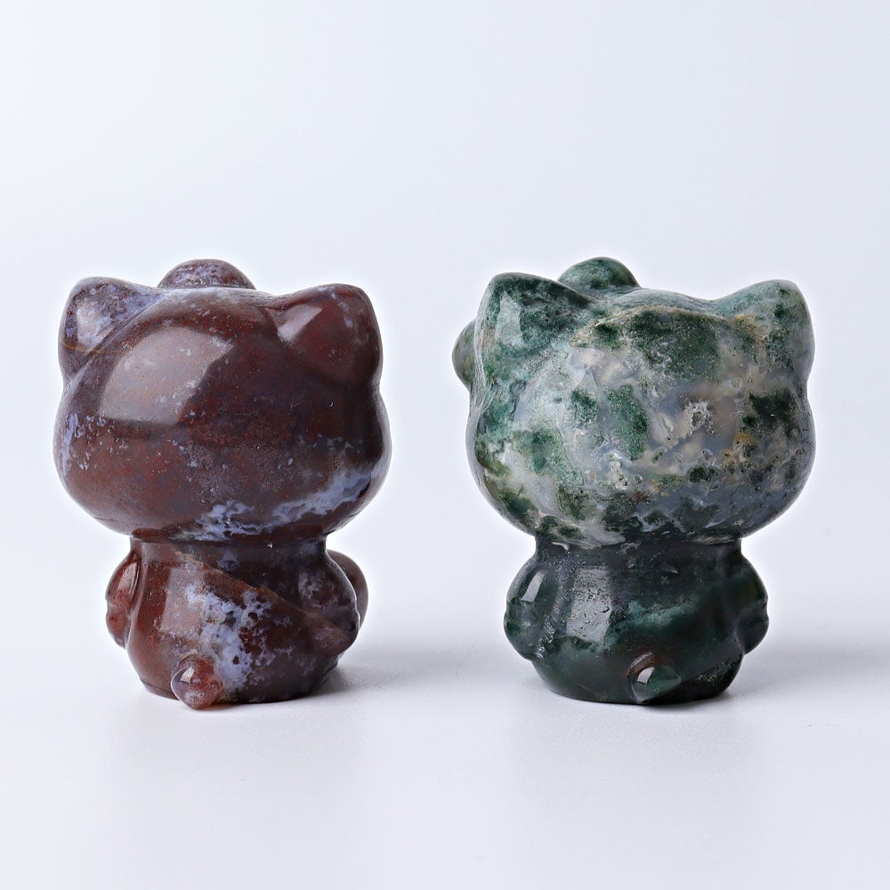 1.9" Moss Agate Hello Kitty Crystal Carvings Wholesale Crystals USA