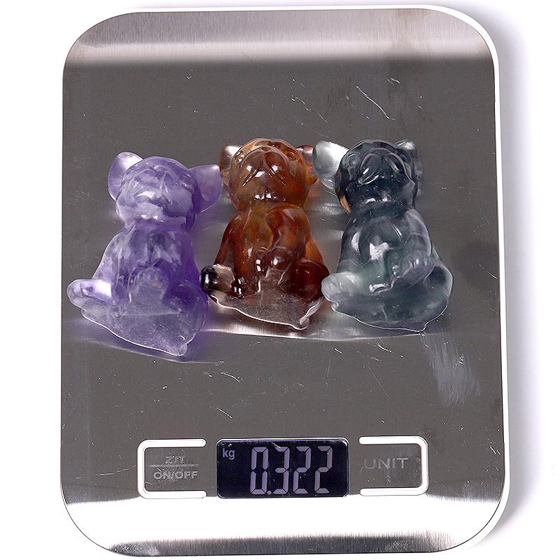 2.5" Wholesale High Quality Fluorite French Bulldog Carving Crystal Dog For Home Decor Wholesale Crystals USA