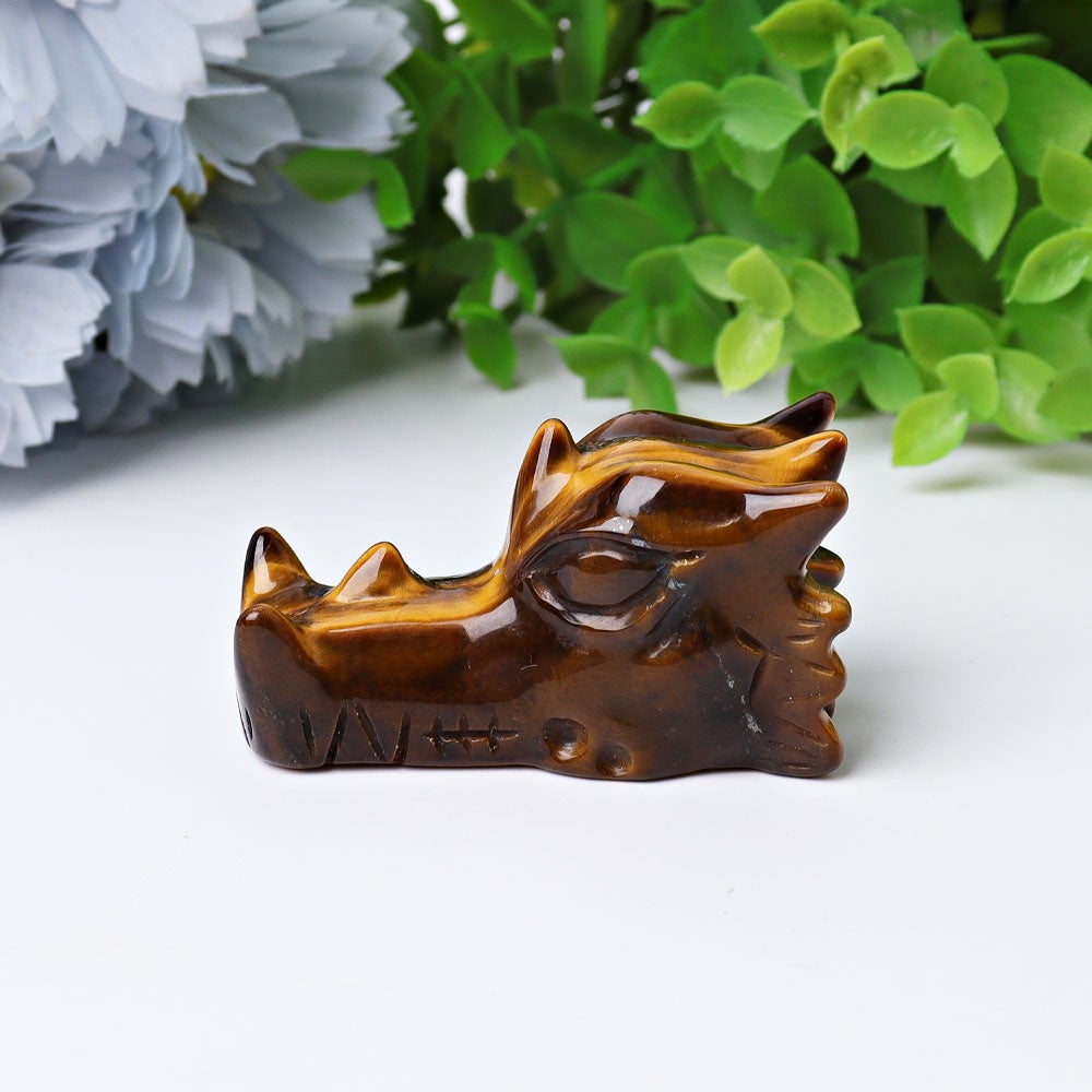 2" Tiger's Eye Dragon Head Crystal Carvings Wholesale Crystals USA