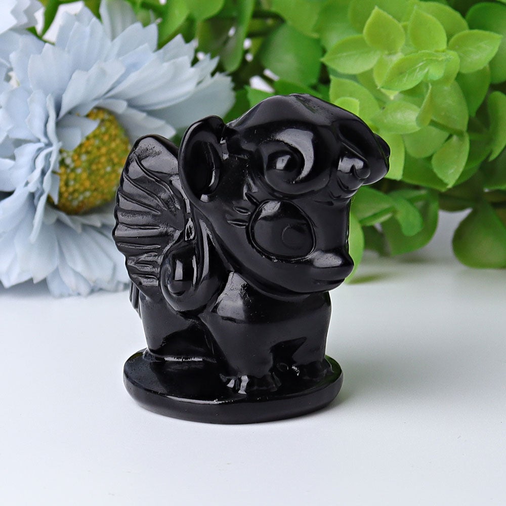 2.3" Black Obsidian Unicorn Crystal Carvings Wholesale Crystals USA
