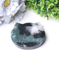 3.5" Moss Agate Cat Head Bowl Crystal Carvings Wholesale Crystals USA