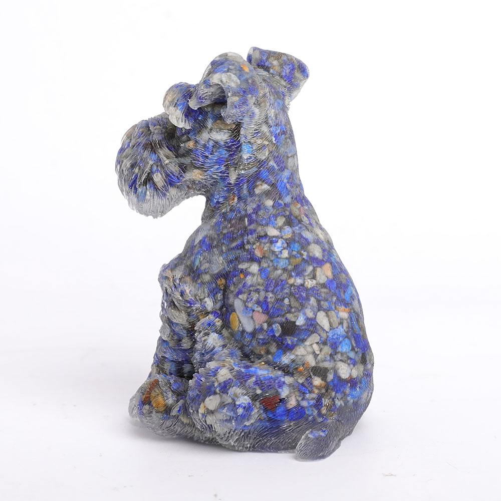 Lapis Gravel Resin Dog Figurines Schnauzer