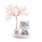Wealth and Luck Crystal Money Tree with Cute Resin Little Cat  for Home Decor