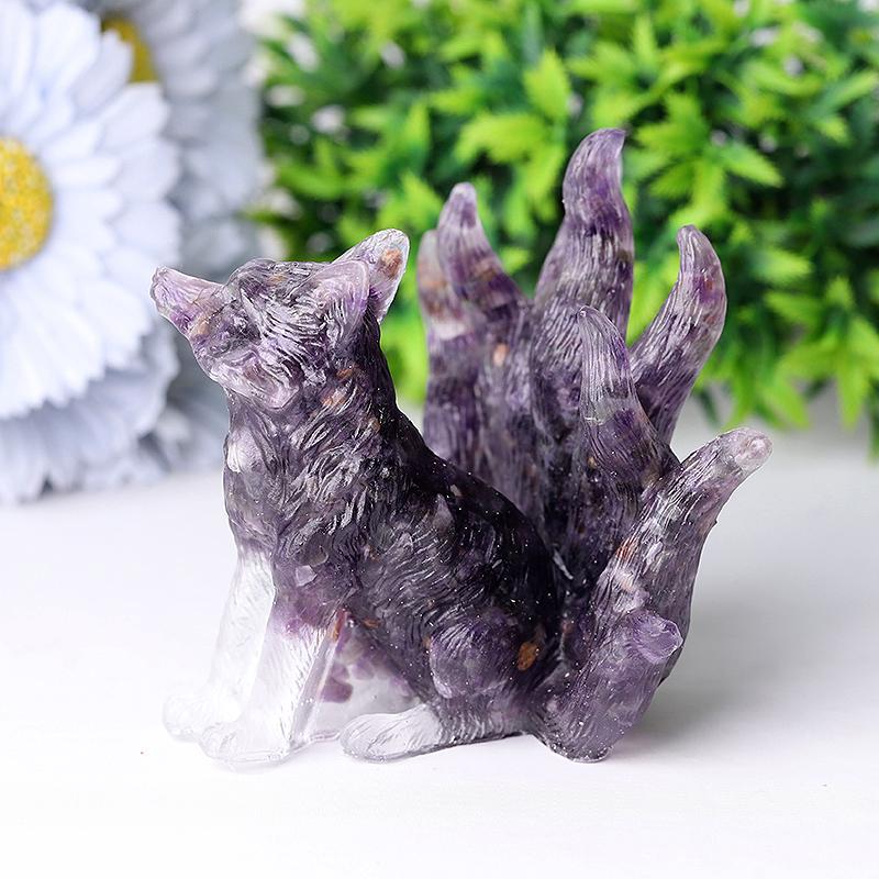 4" Nine-tail Fox Crystal Resin Carvings Wholesale Crystals USA