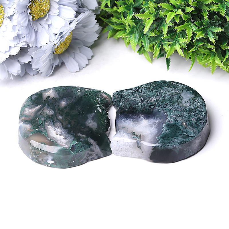 3.5" Moss Agate Cat Head Bowl Crystal Carvings Wholesale Crystals USA