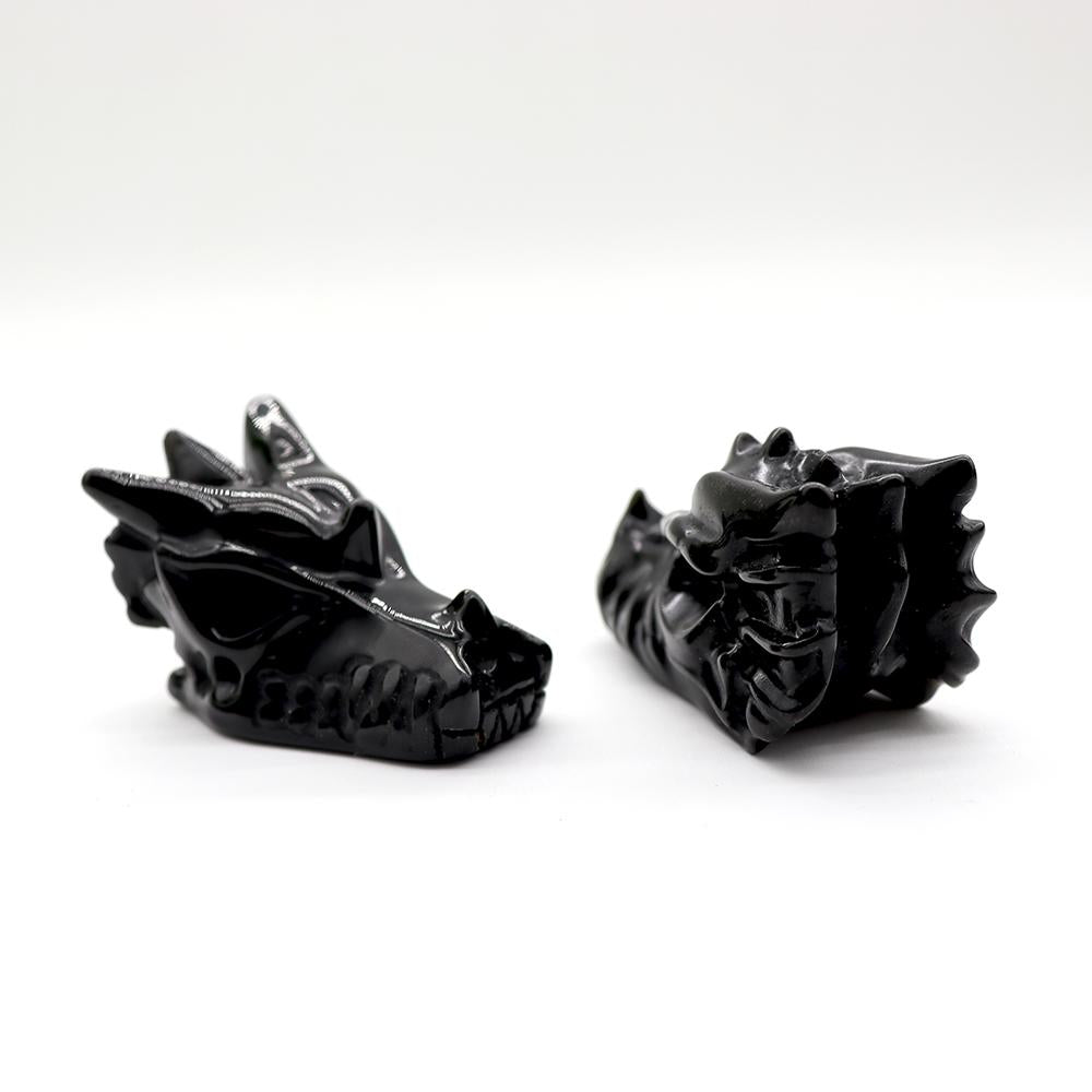 Black Obsdian Dragon Head Carving for Decoration Wholesale Crystals USA