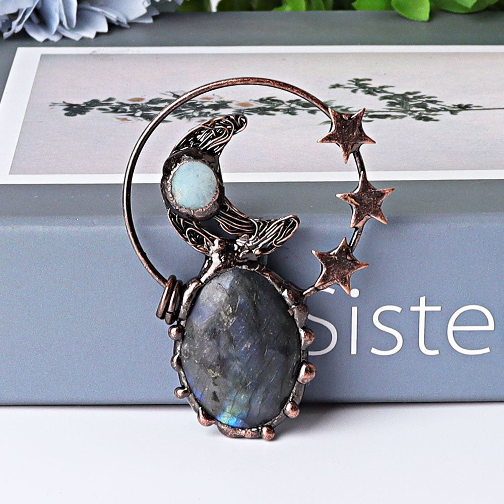 2.4" Vintage Crystal Pendant with Moon Star Decoration Wholesale Crystals USA