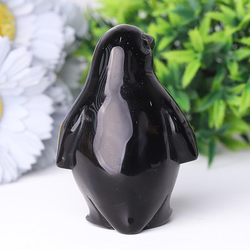 3.2" Silver Obsidian Penguin Crystal Carvings Wholesale Crystals USA