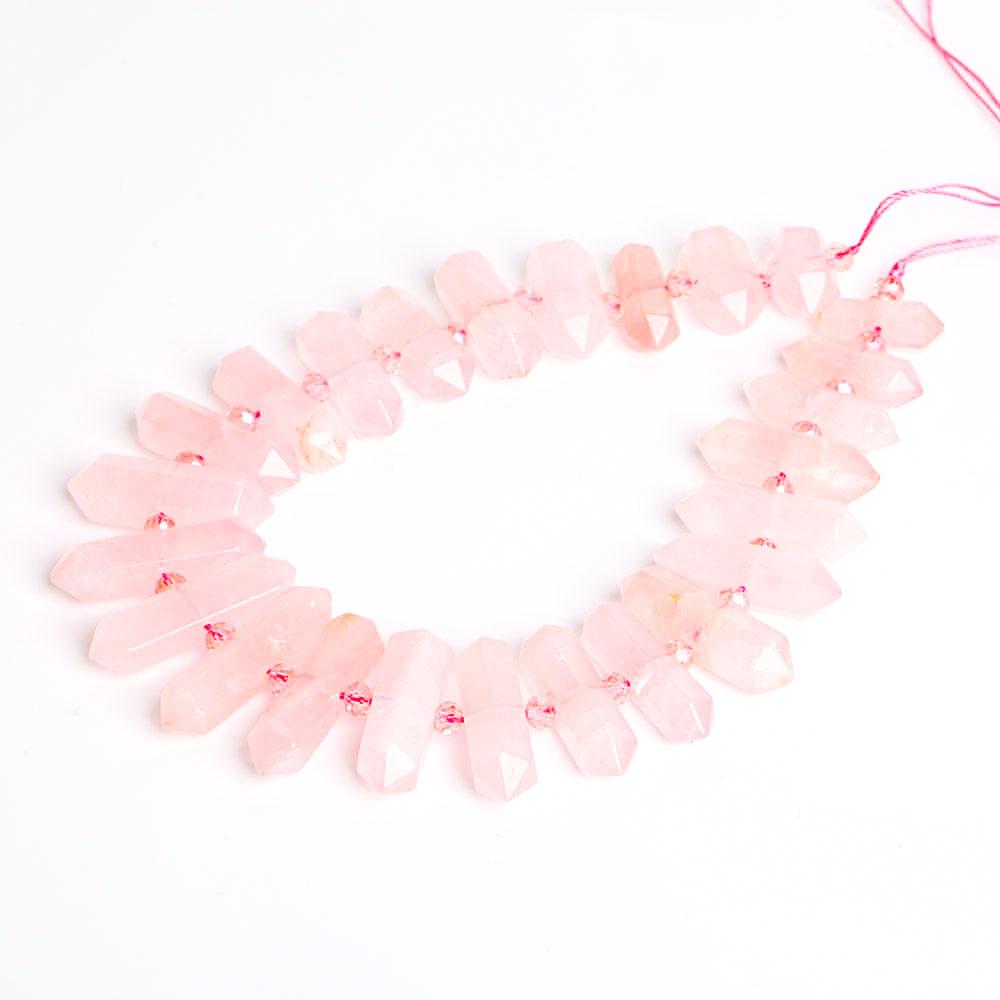 Rose Quartz Crystal Point Chain String for DIY Wholesale Crystals USA
