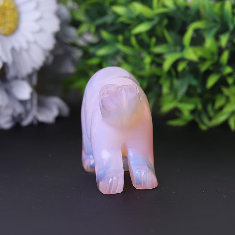 3" Pink Opal Bear Carving for Collection Crystal Gift Wholesale Crystals USA