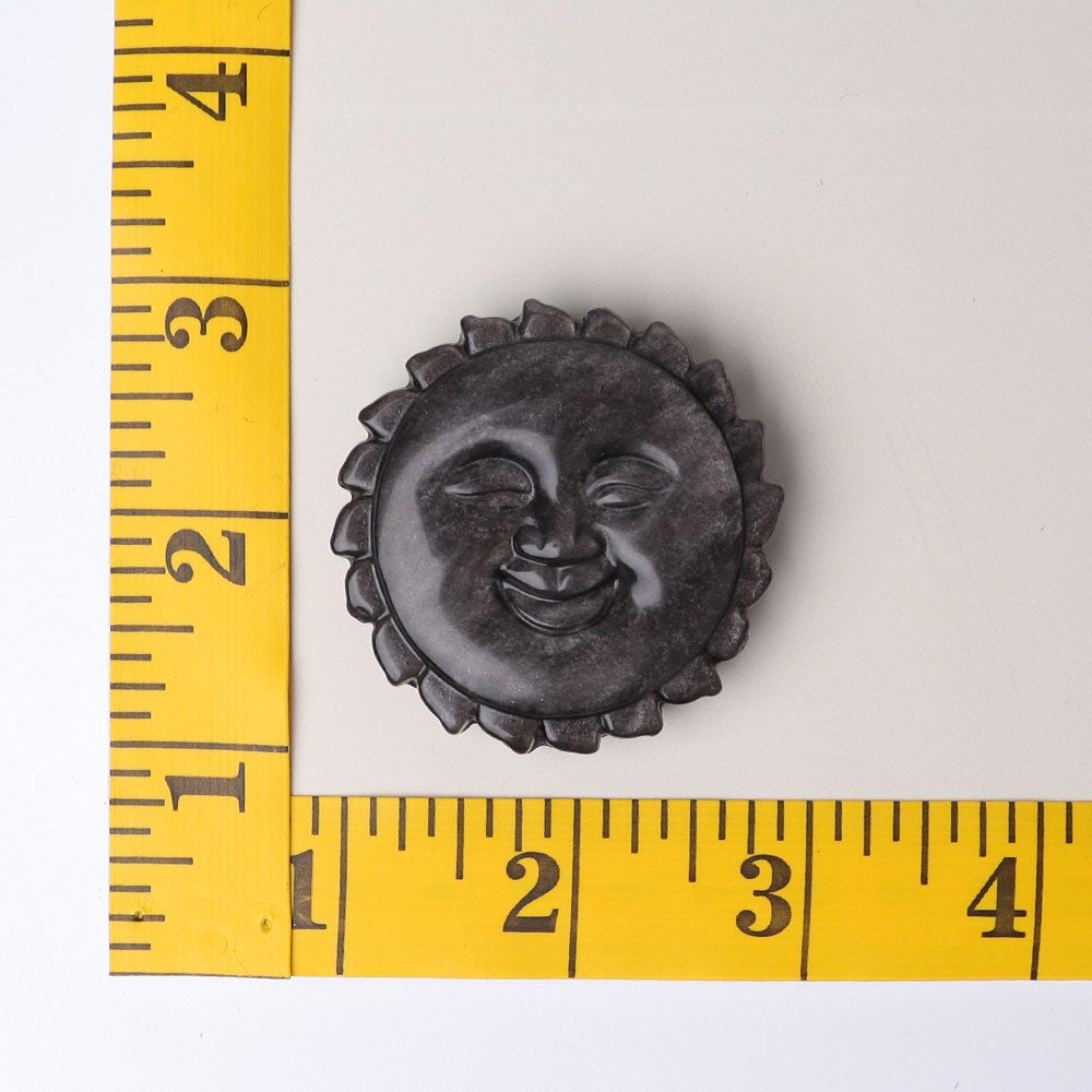 2" Silver Obsidian Sun Face Crystal Carving Wholesale Crystals USA